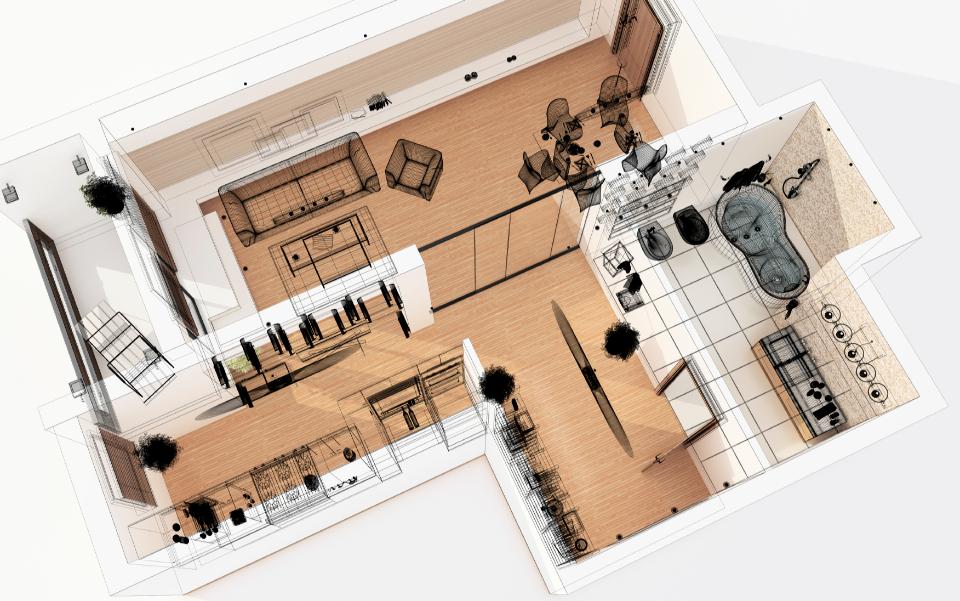 Visualisierung einer Wohnung von oben, Jana Decker Raumgedanken